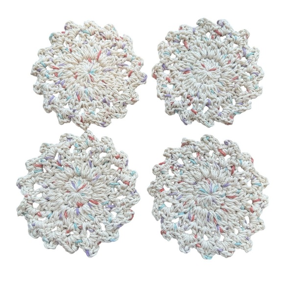 5/$25 Elegant Multicolor Crochet Bath Coasters - Picture 7 of 9